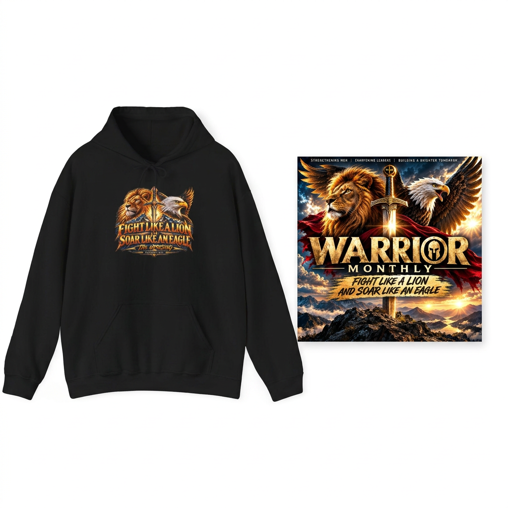 Warrior Hoodie Package with one black hoodie and Warrior Monthly digital magazine cover