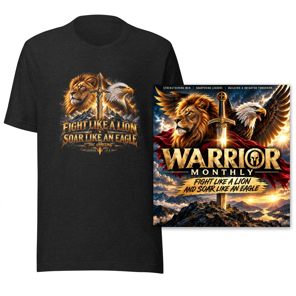 Warrior Tee Package with one black T-shirt and Warrior Monthly magazine cover
